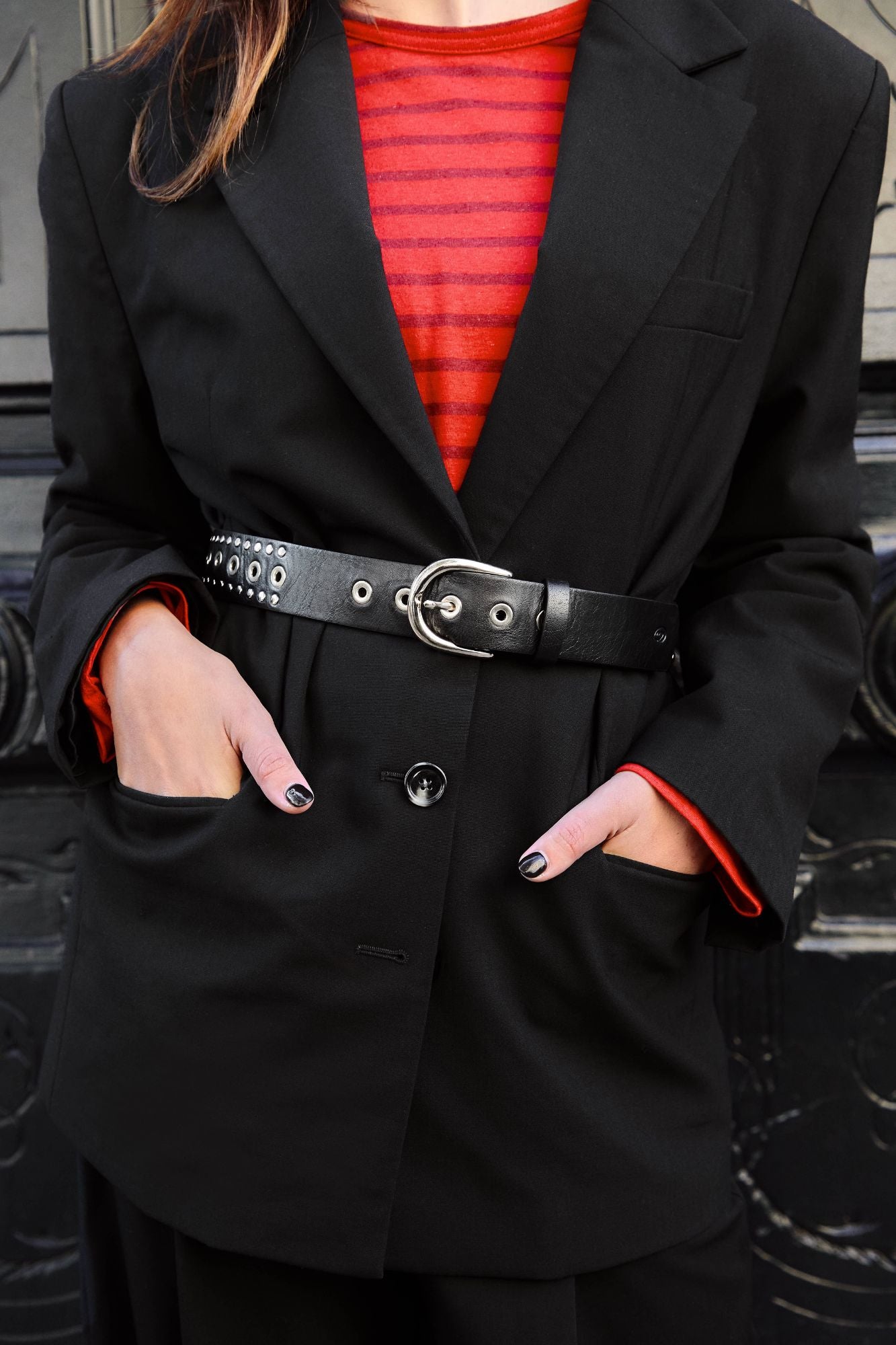 CINTURON ROCKER NEGRO TACHAS