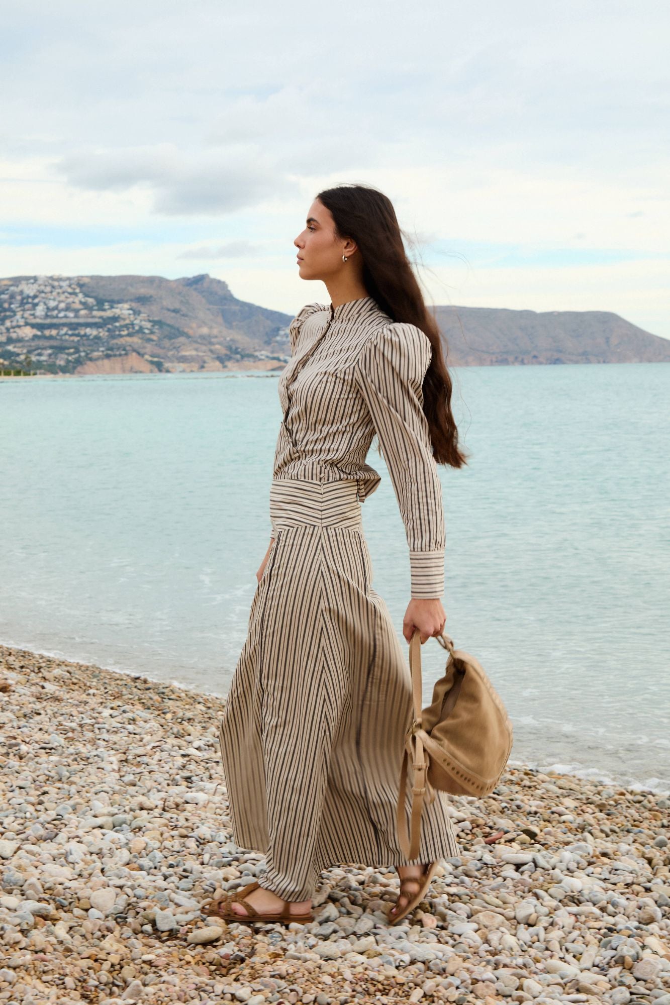 FALDA CANESU RAYAS BEIGE