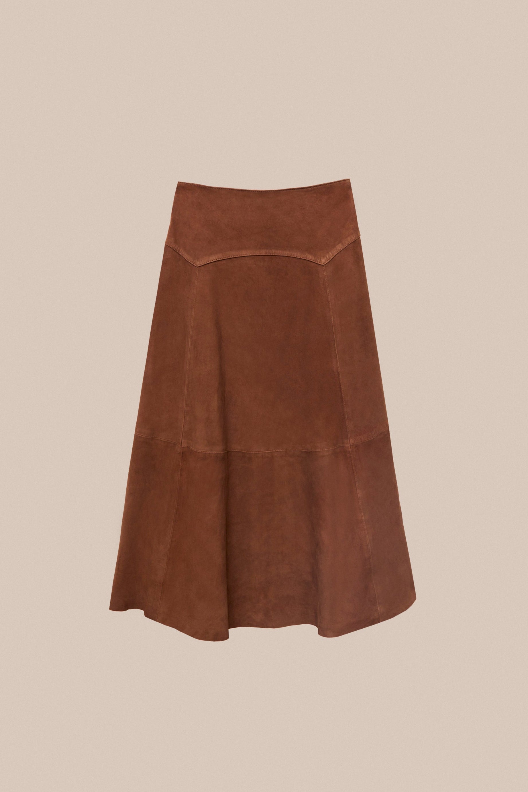 JUPE À EMBRASSE EN DAIM CHOCOLAT