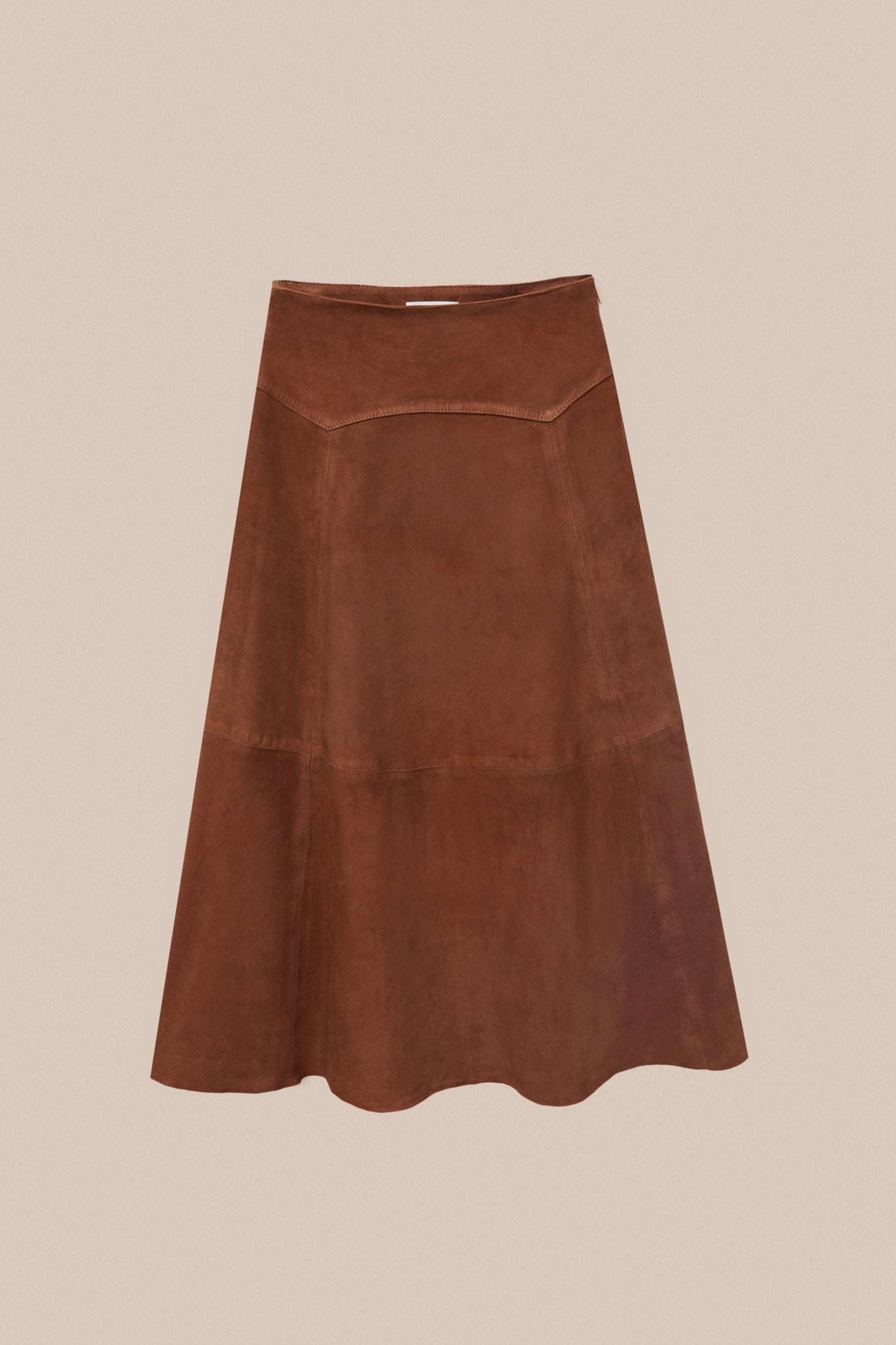 JUPE À EMBRASSE EN DAIM CHOCOLAT