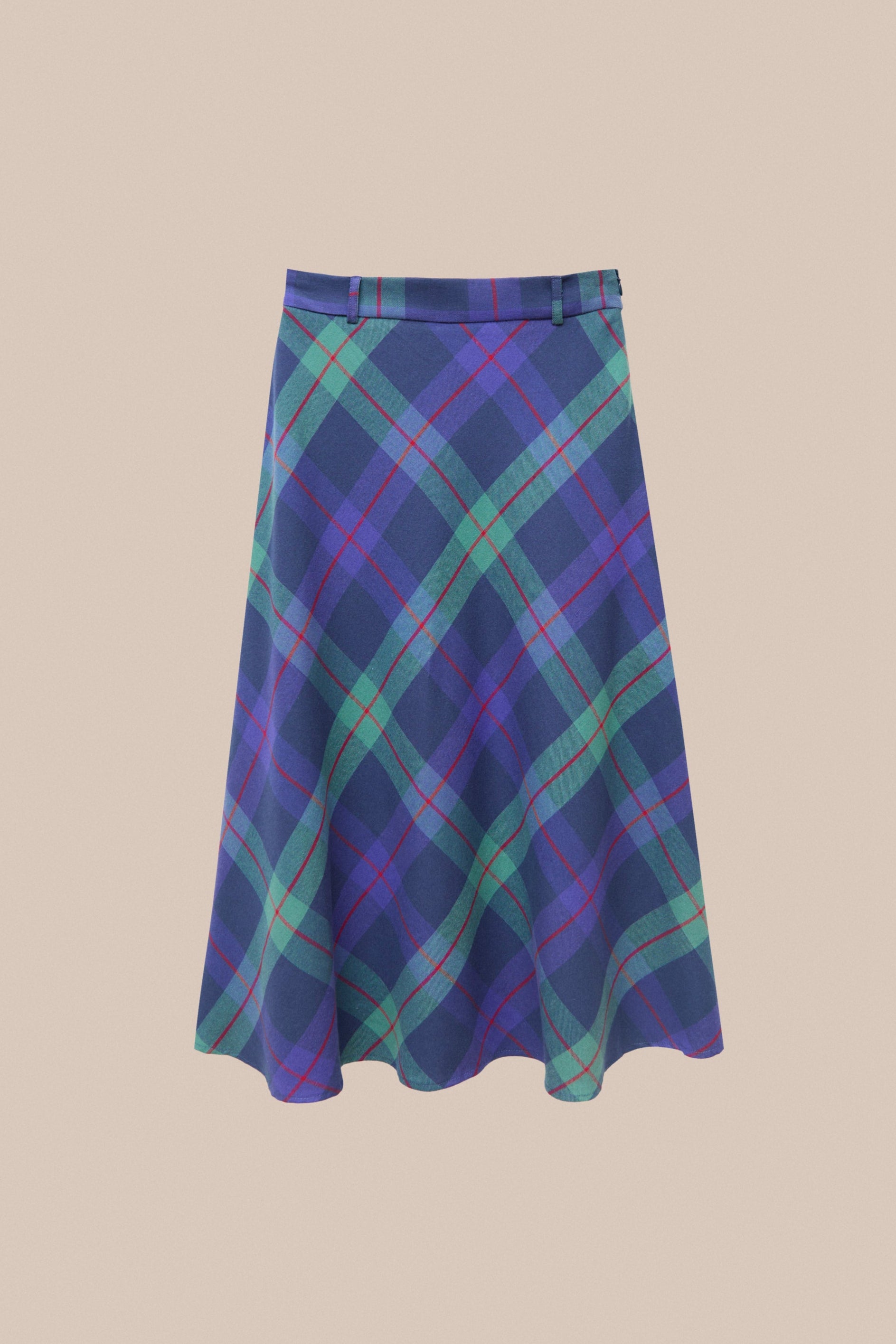 BLUE PLAID CAPE SKIRT