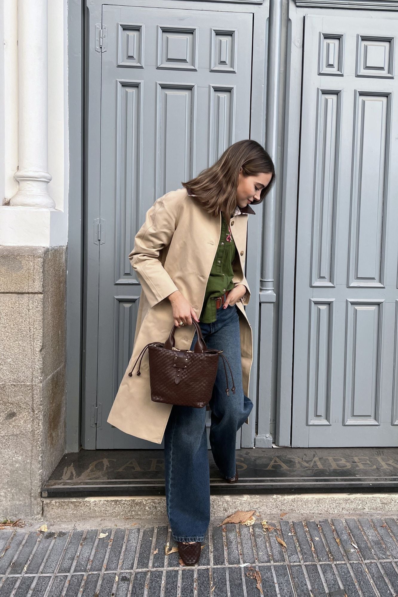 GABARDINA CAMEL CUELLO TRENZADO