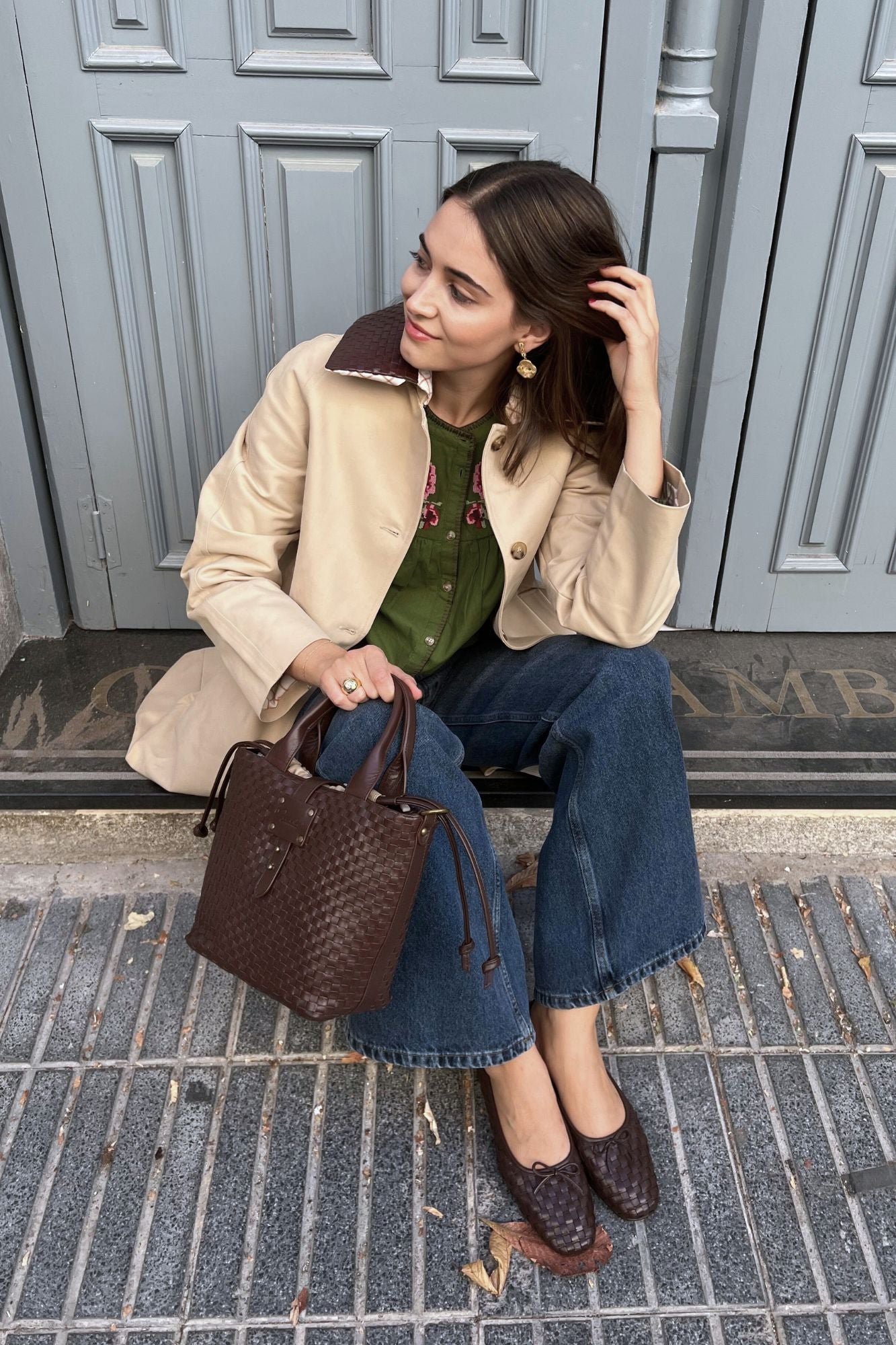 GABARDINA CAMEL CUELLO TRENZADO