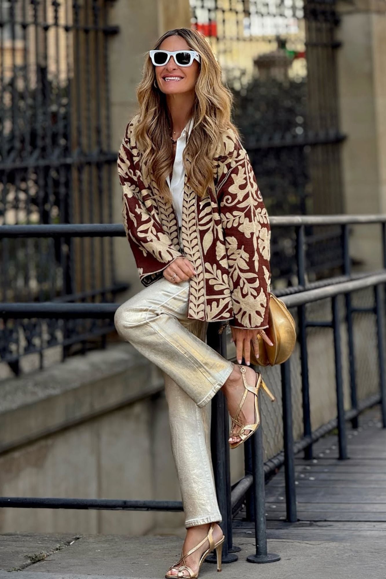 Sandale Gadea dorée gravée 9 cm