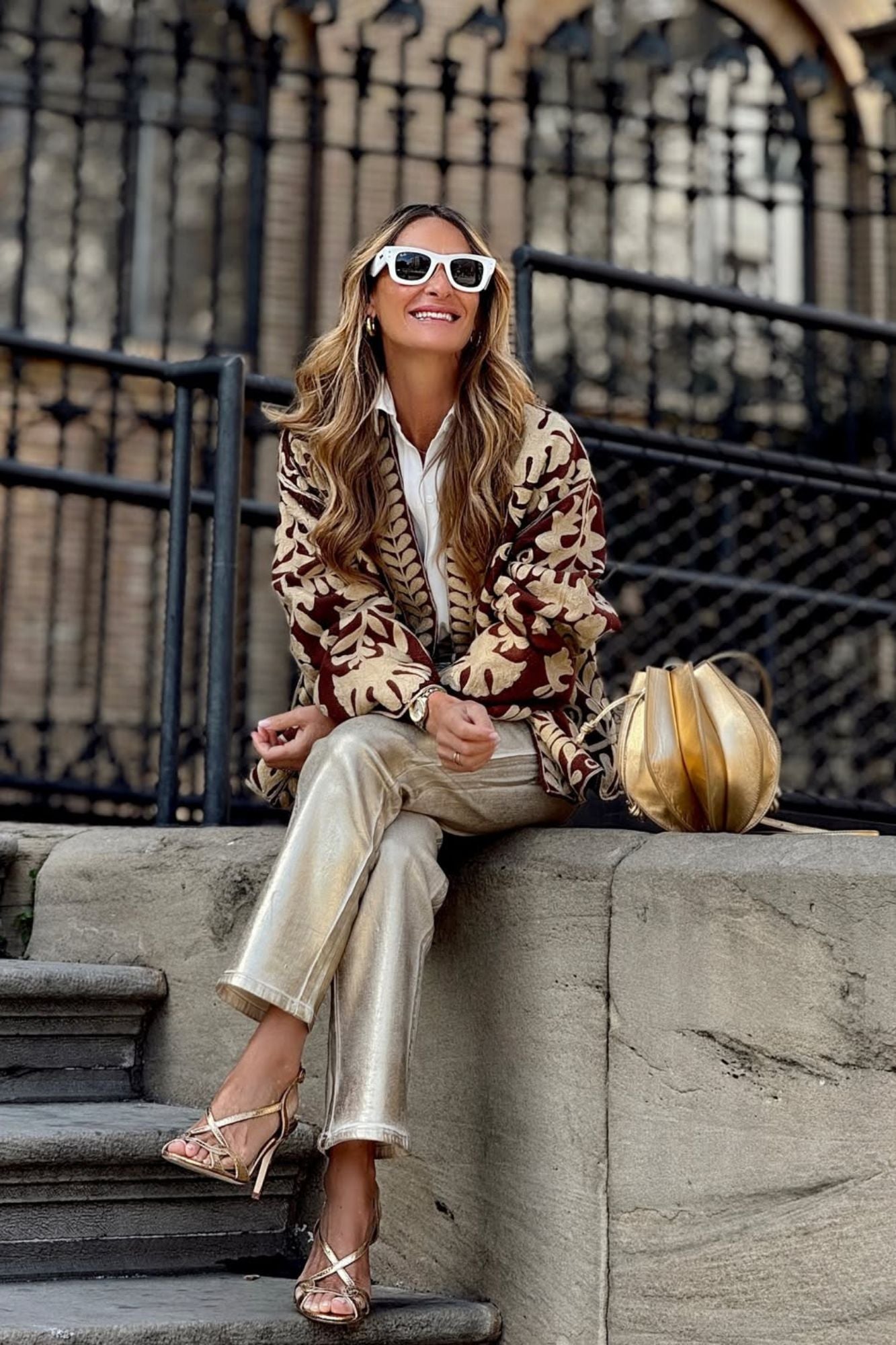 Sandale Gadea dorée gravée 9 cm