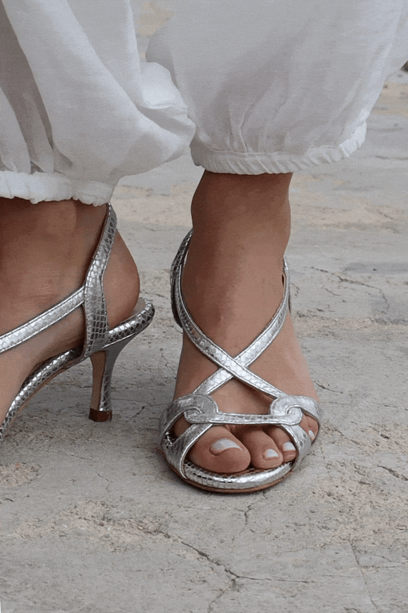 SANDALIA GADEA PETIT GRABADO PLATA 5.5CM