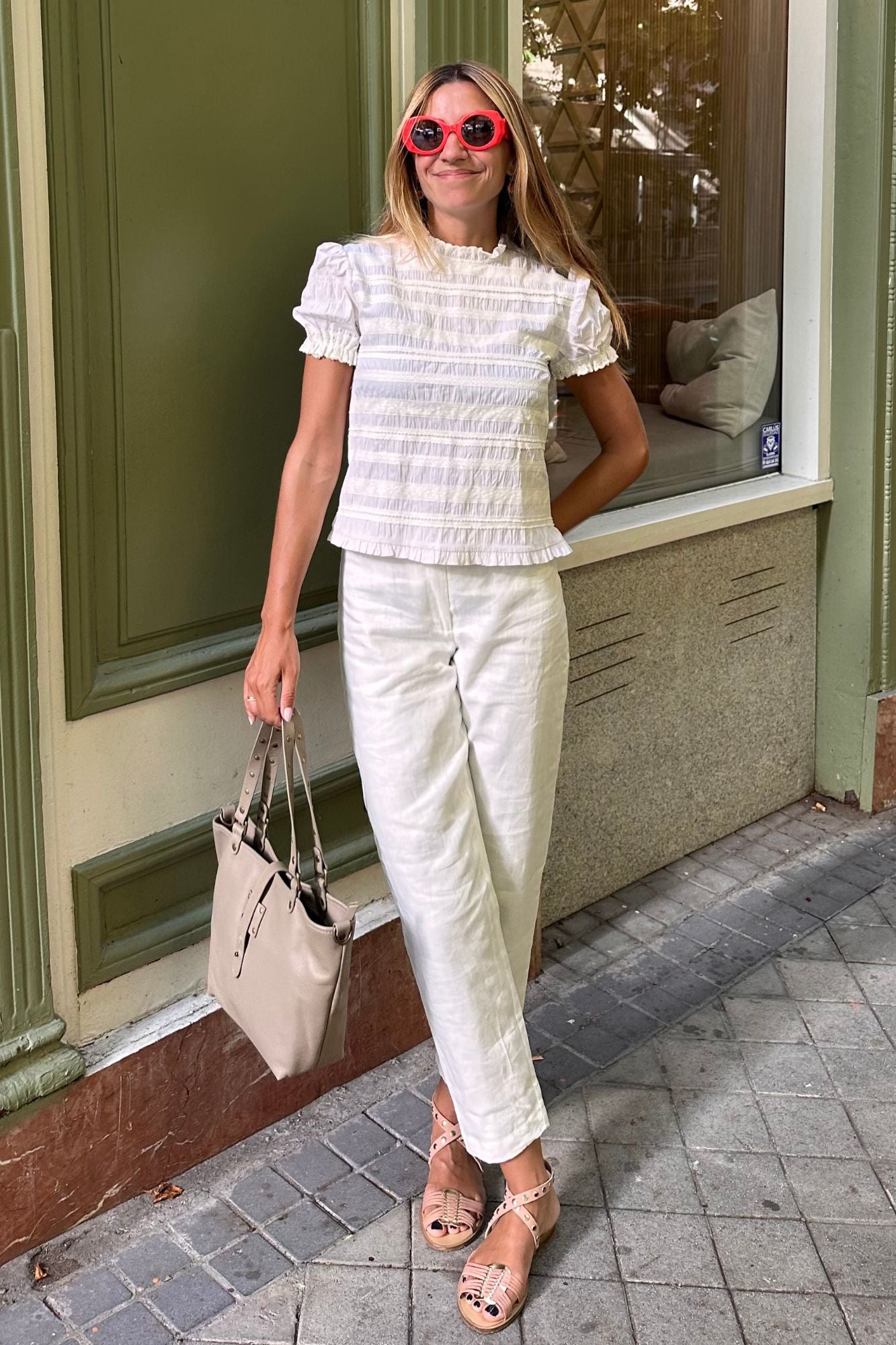 BLUSA DETALLES FRUNCIDA CRUDO