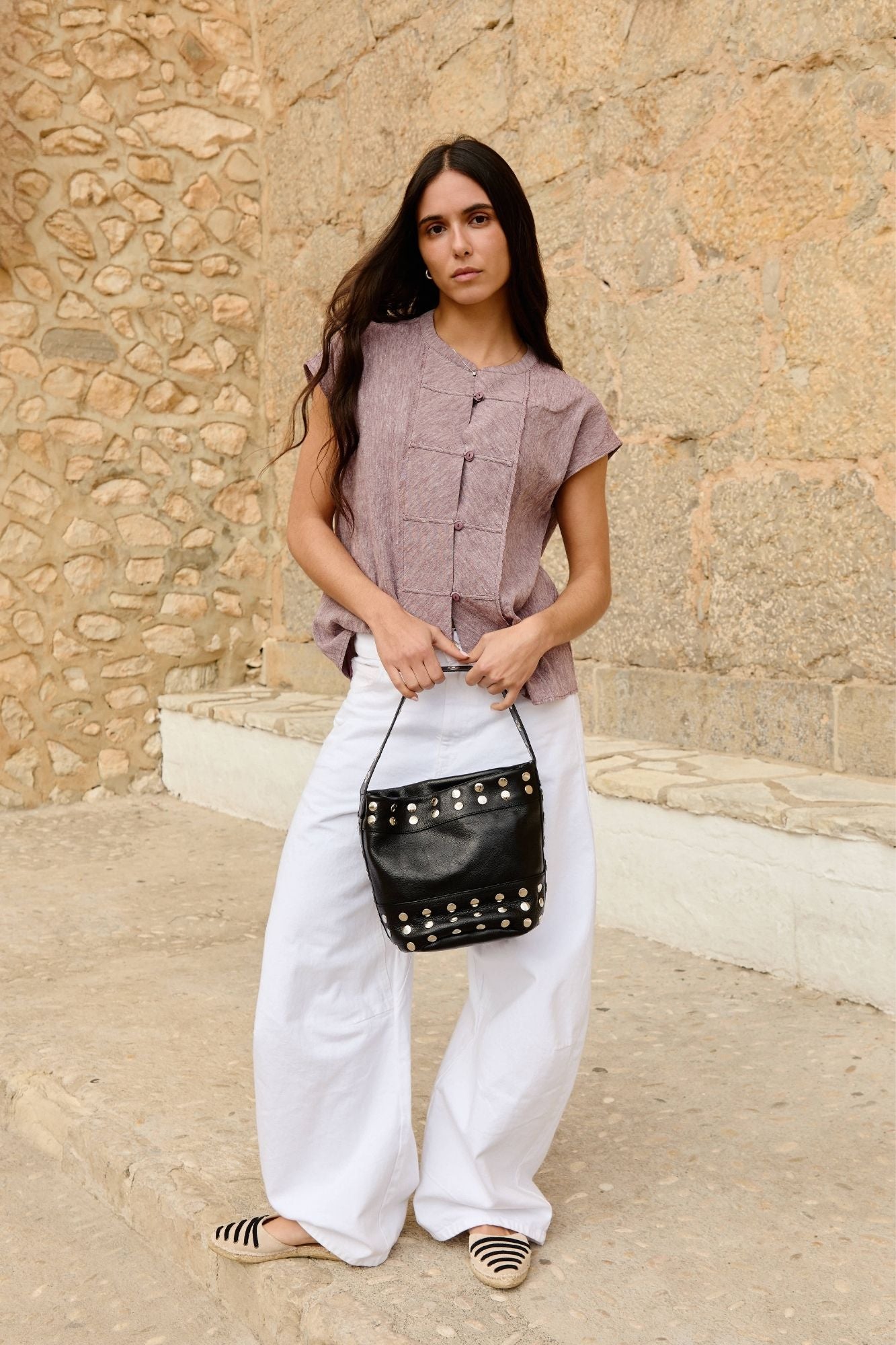 ESPADRILLES PARIKIA NOIR ET CRÈME 1CM