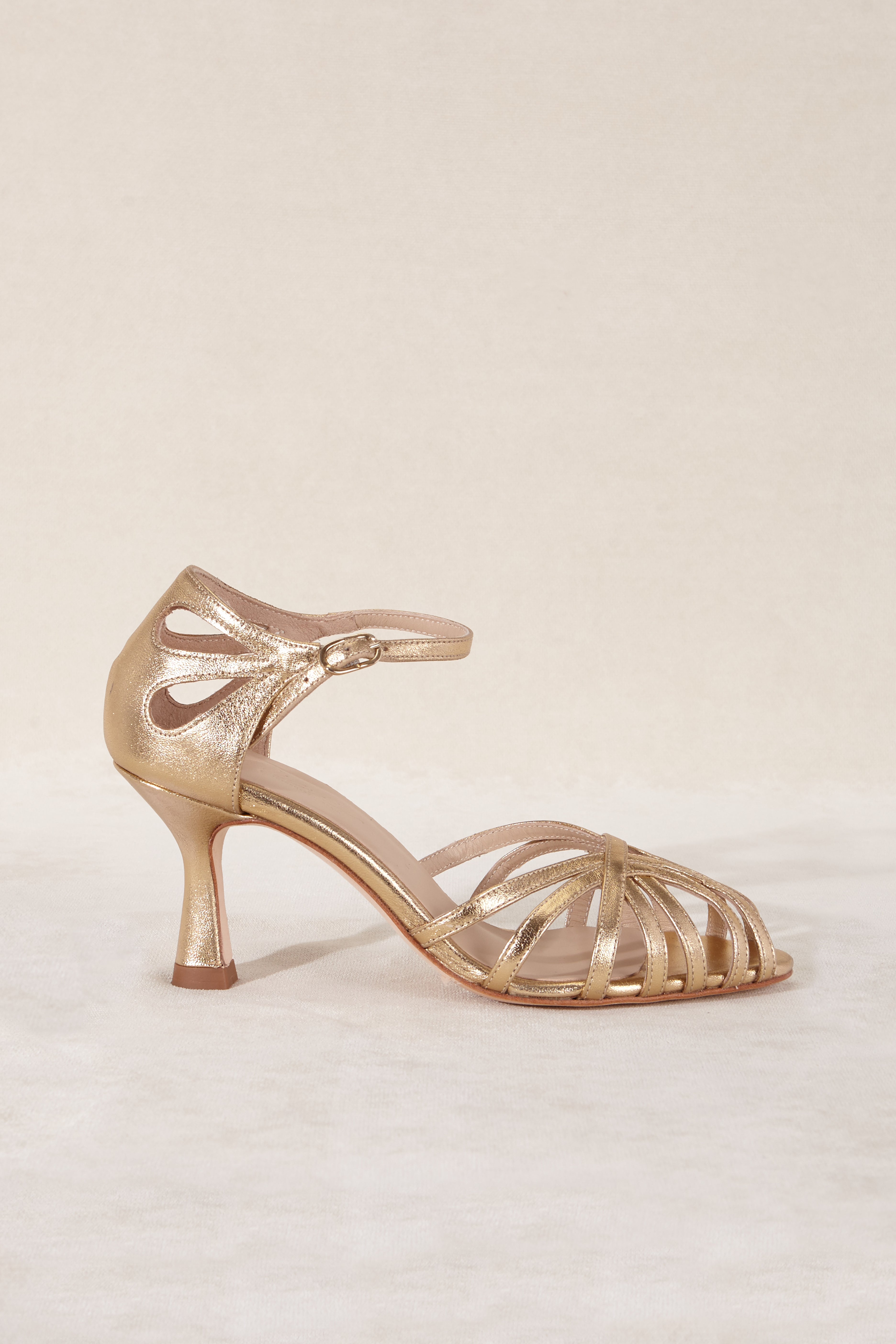 SALOME GOLD HEEL SANDAL 7.5CM