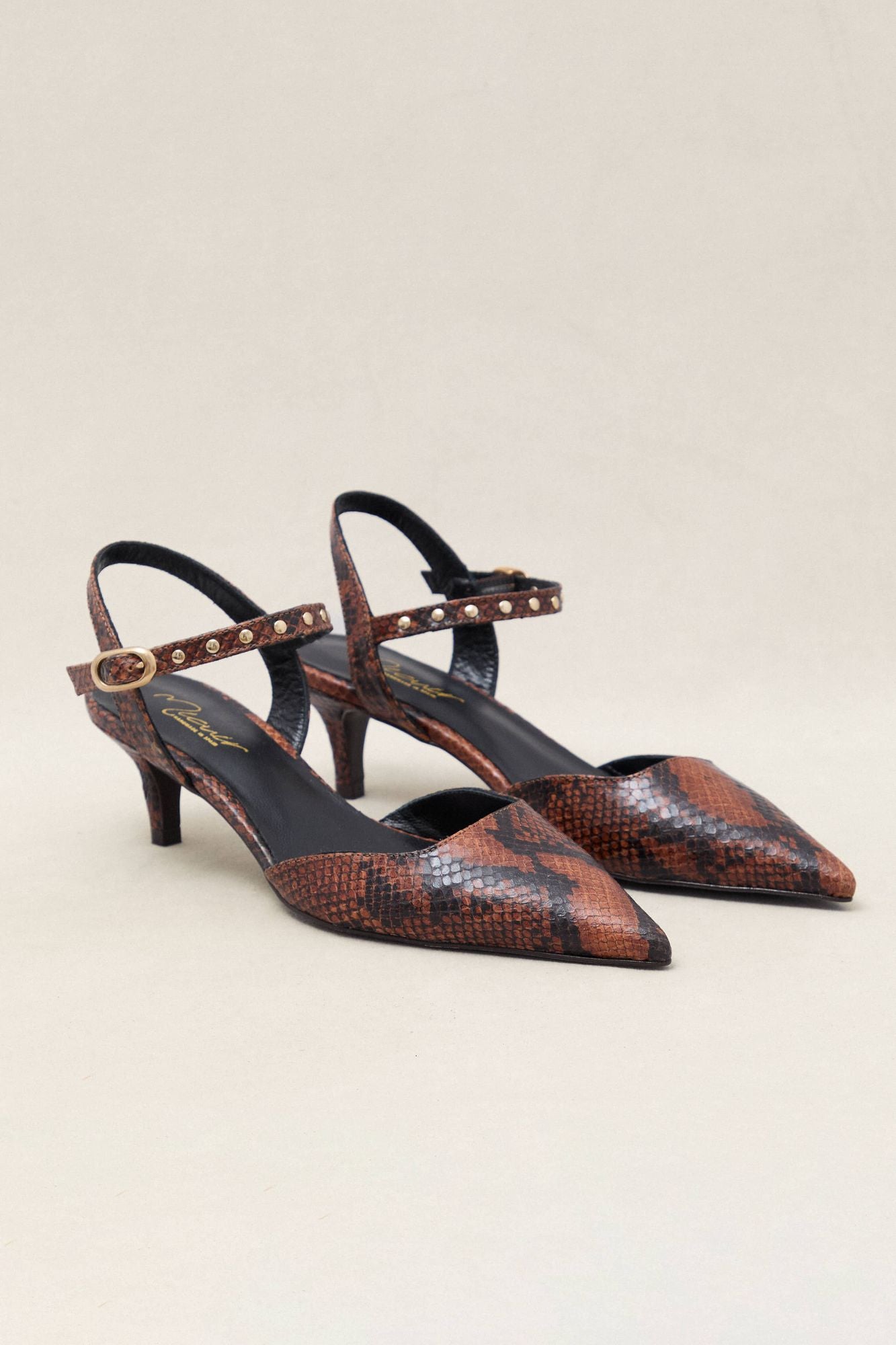 SANDALIA ELISABETH SNAKE MARRON 5CM