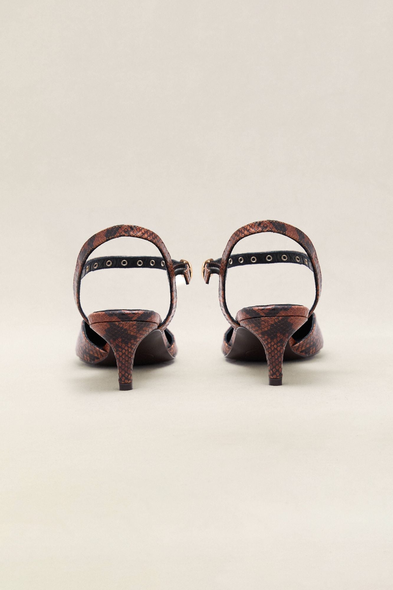 SANDALIA ELISABETH SNAKE MARRON 5CM