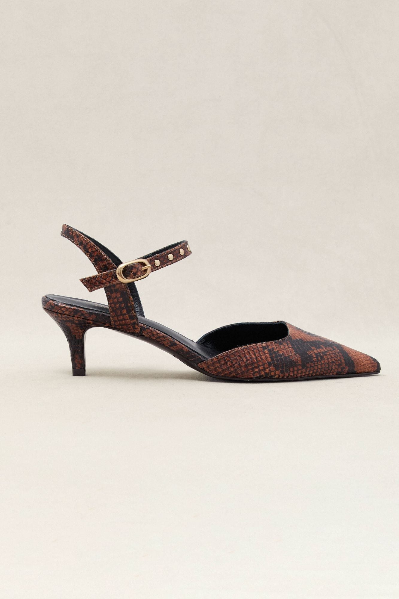 SANDALIA ELISABETH SNAKE MARRON 5CM