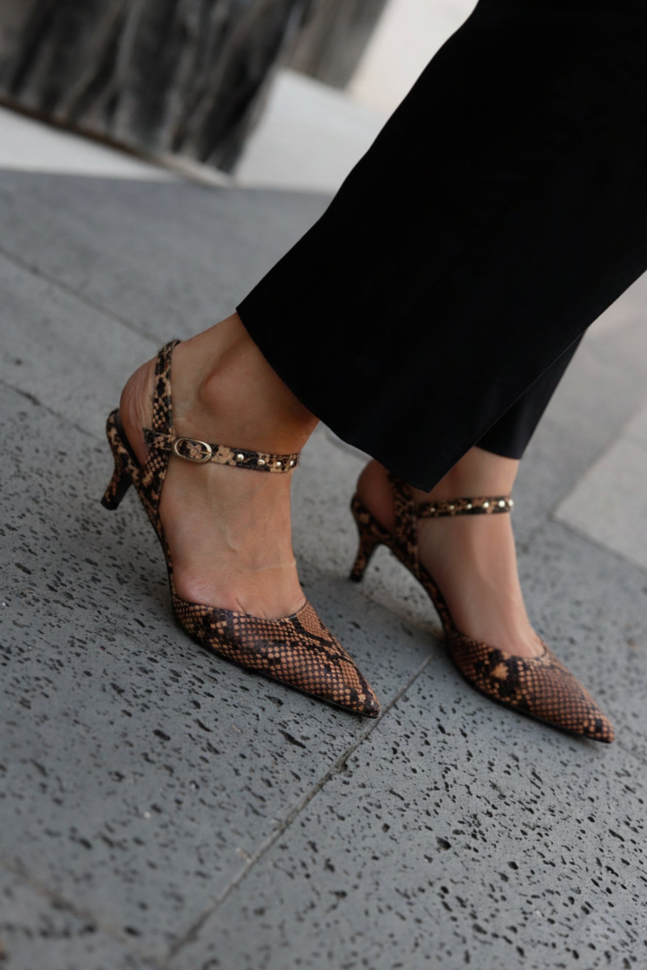 SANDALIA ELISABETH SNAKE MARRON 5CM