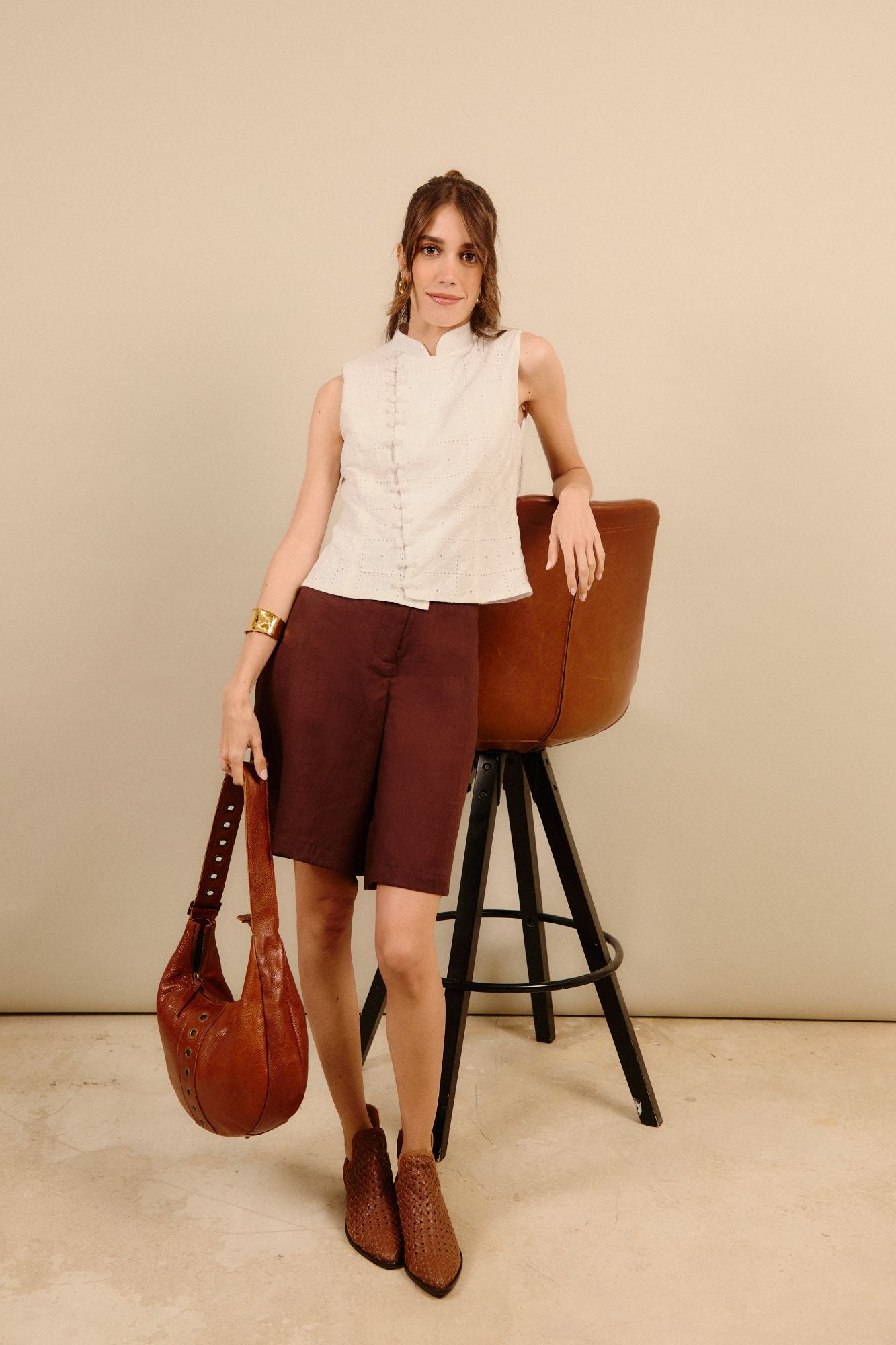 Chocolate Linen Bermuda Shorts