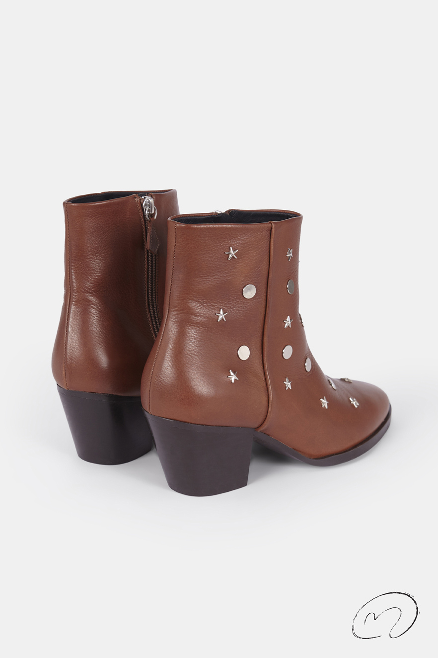 MATILDA STARS BOOTS CUERO TACHAS PLATA 6CM