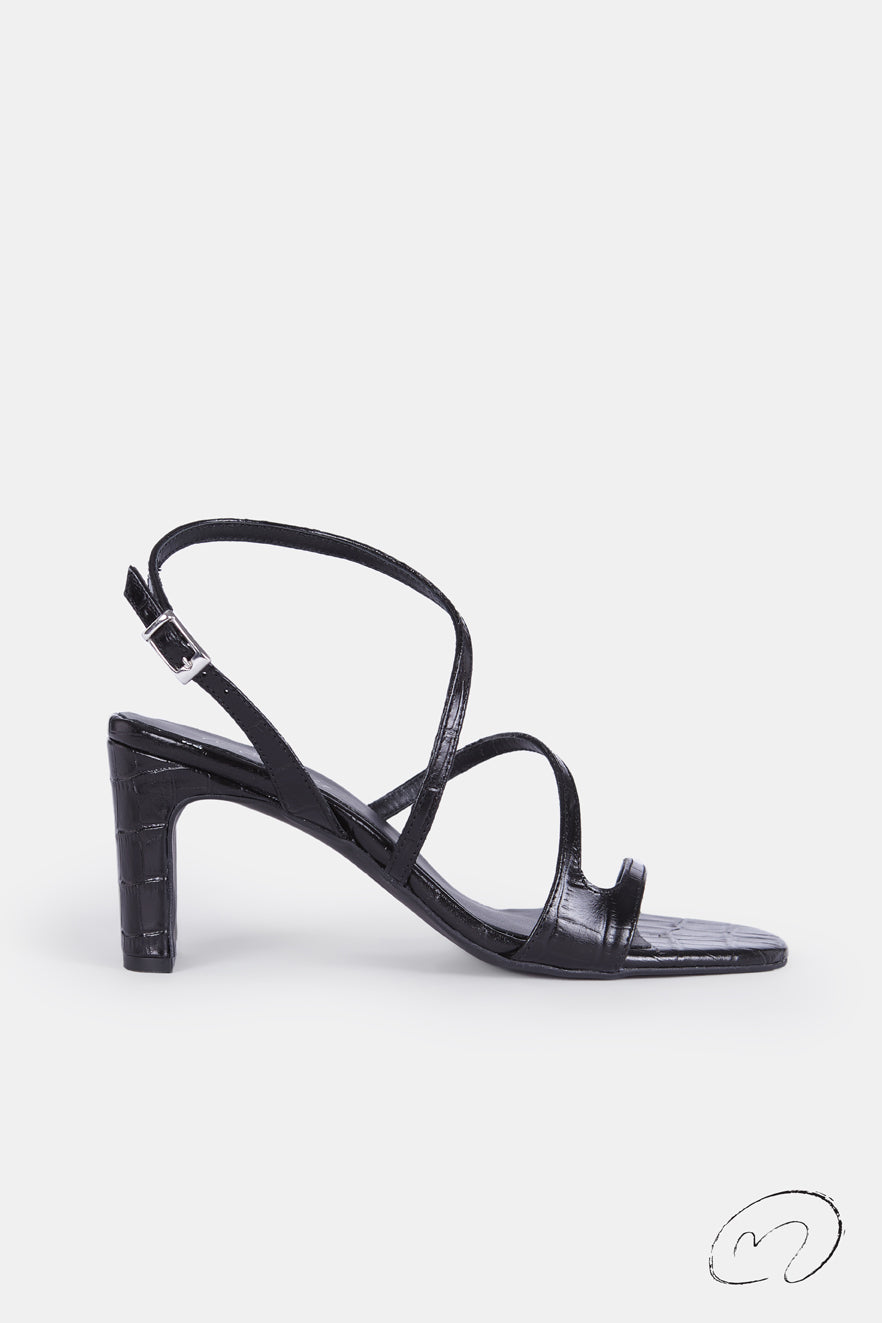 SANDALIA GENARA COCO NEGRO 7CM