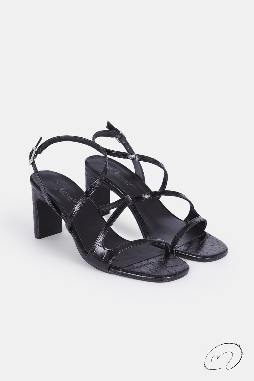 SANDALIA GENARA COCO NEGRO 7CM
