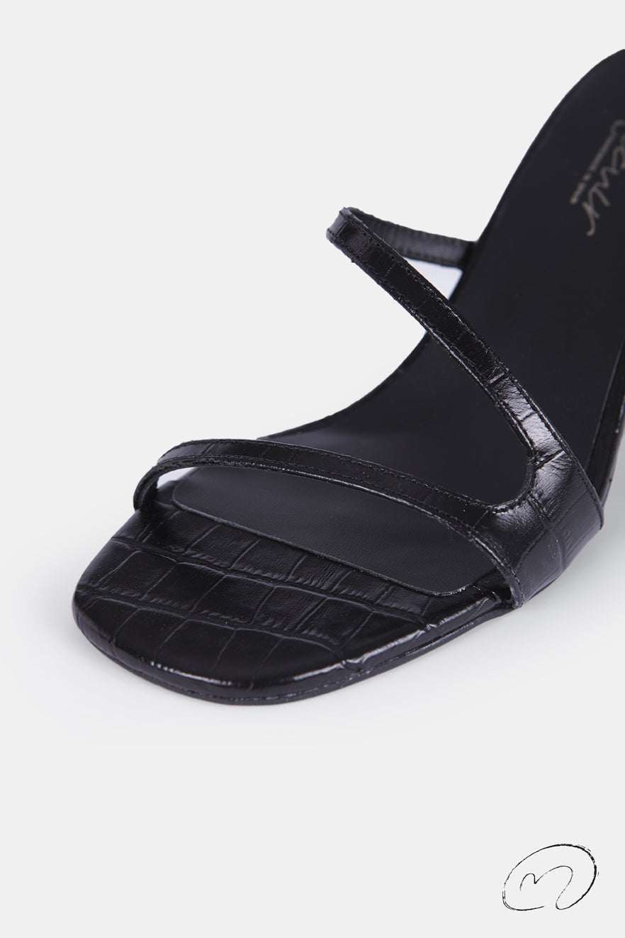 SANDALIA GENARA COCO NEGRO 7CM