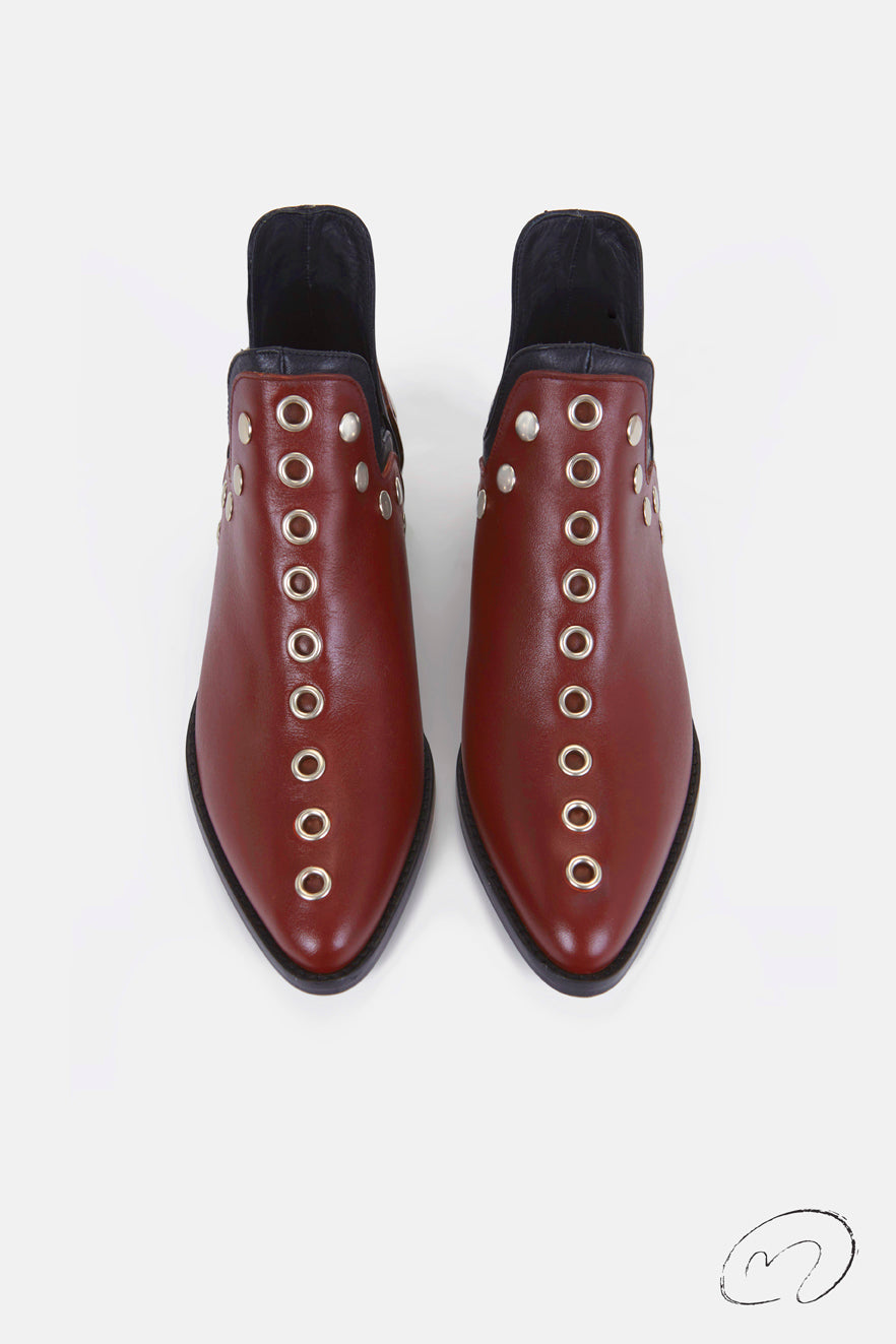 PUNKY BOOTS HAZELNUT SILVER STUDS 4CM