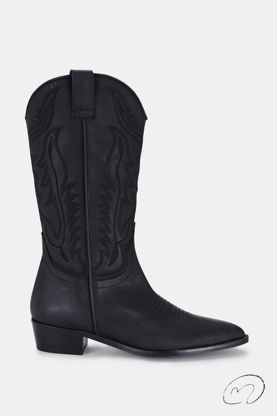 MESTIZO BOOTS NEGRAS HILO NEGRO 3.5CM
