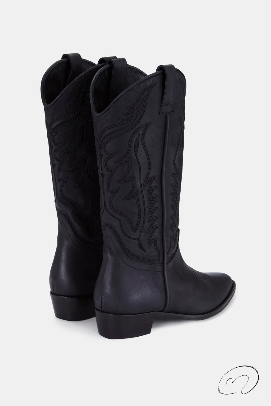 MESTIZO BOOTS NEGRAS HILO NEGRO 3.5CM