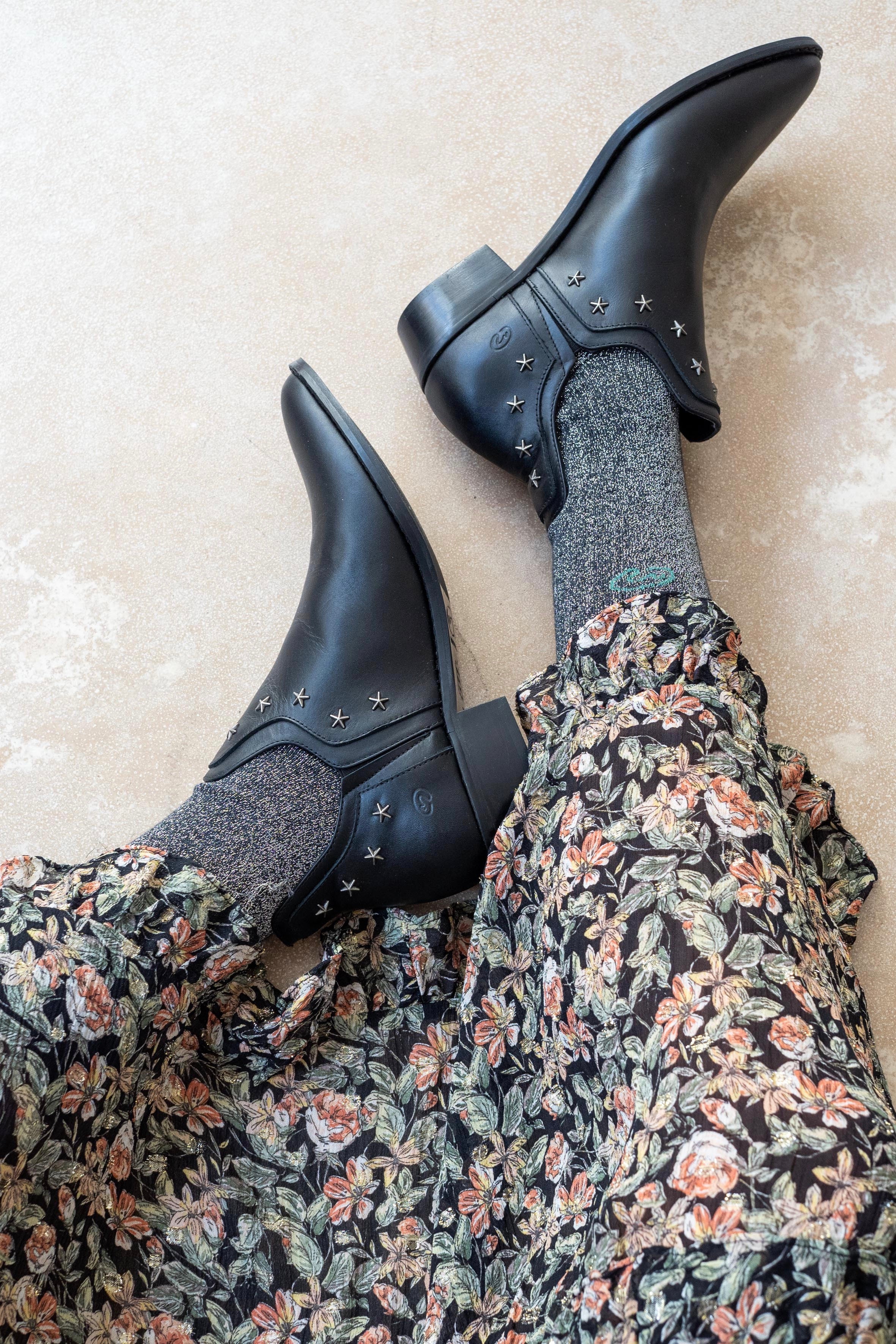 CALCETINES GLITTER NEGRO