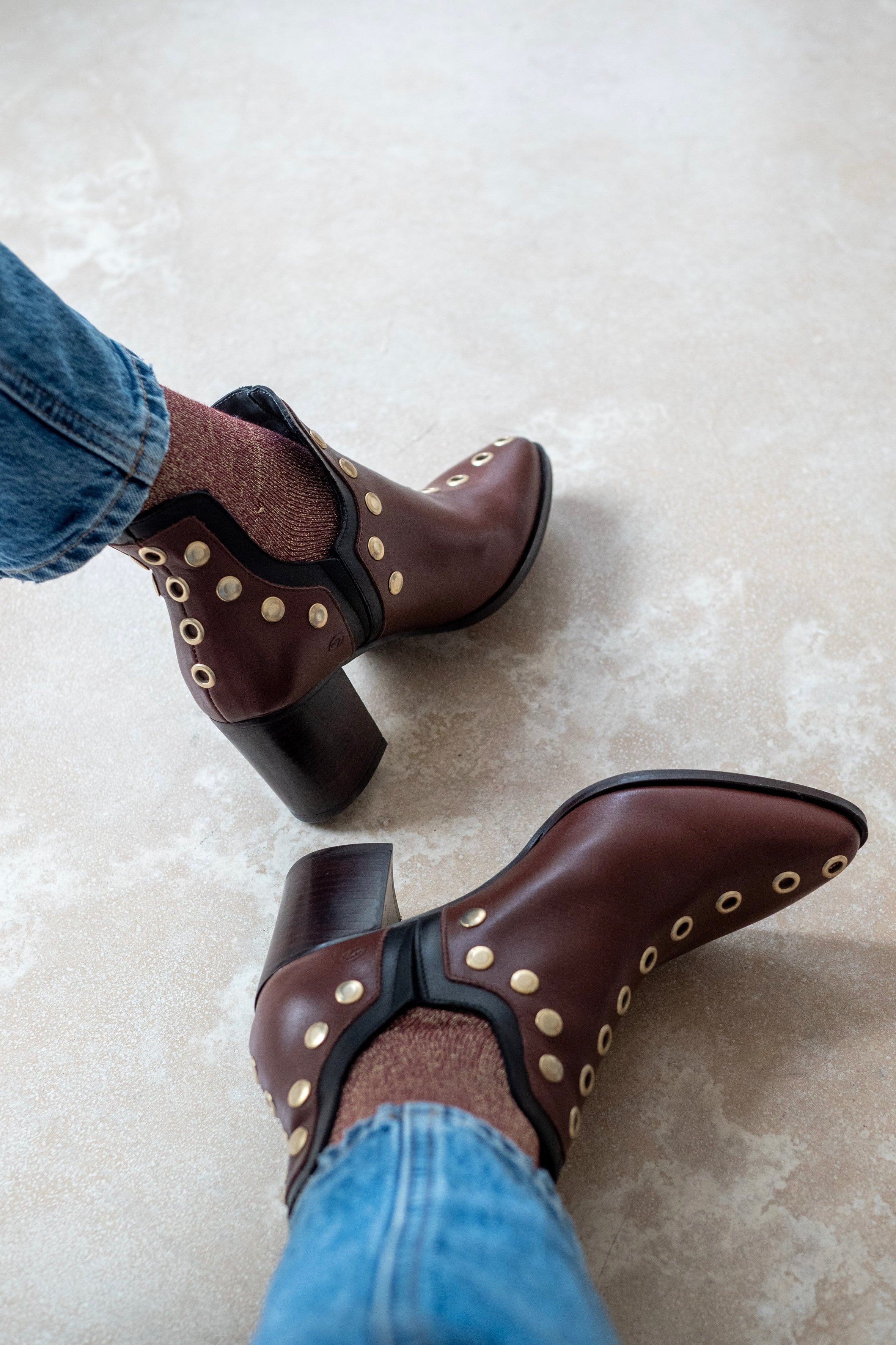 CALCETINES GLITTER BURDEOS