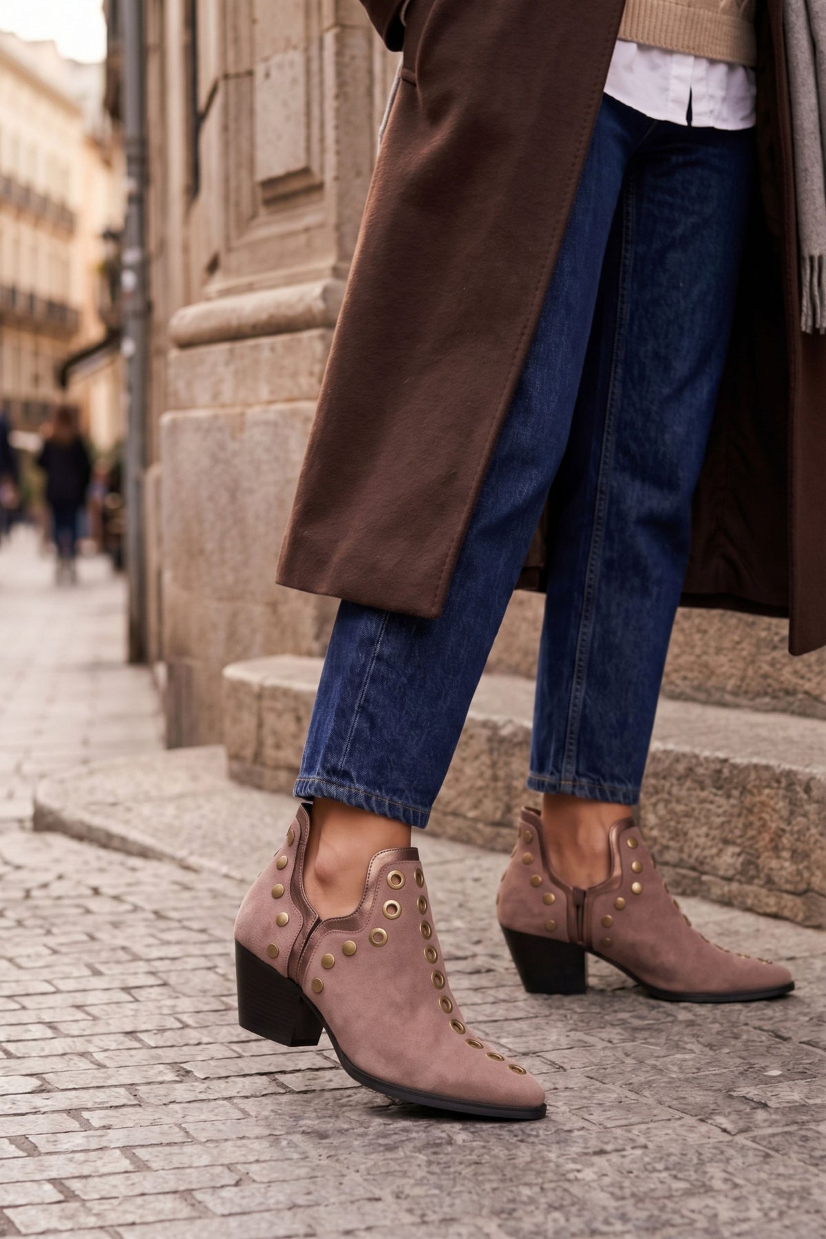 PUNKY BOOTS SPECIAL EDITION ANTE TAUPE RIBETE METALIZADO 6CM