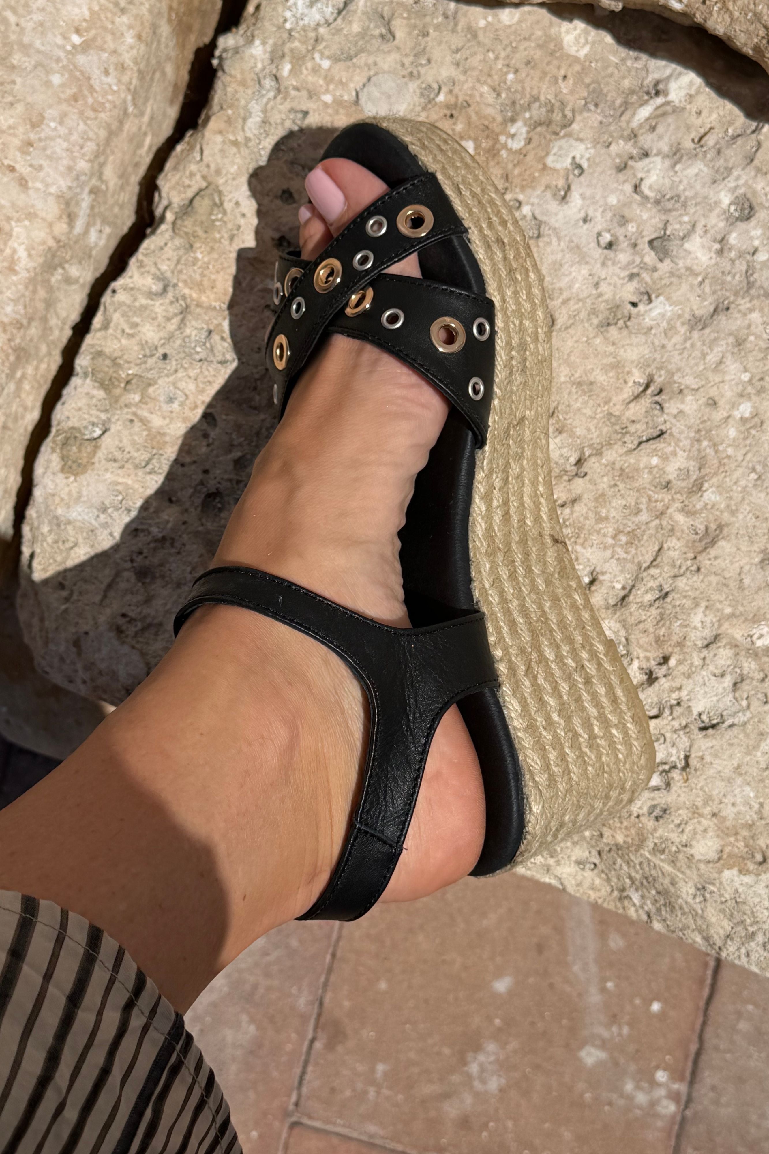 SANDALIA ESPARTO PATI ROCK NEGRO