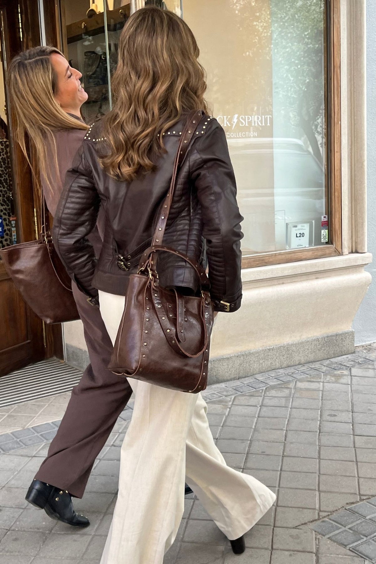 VESTE DE MOTARDE EN NAPA CHOCOLAT 