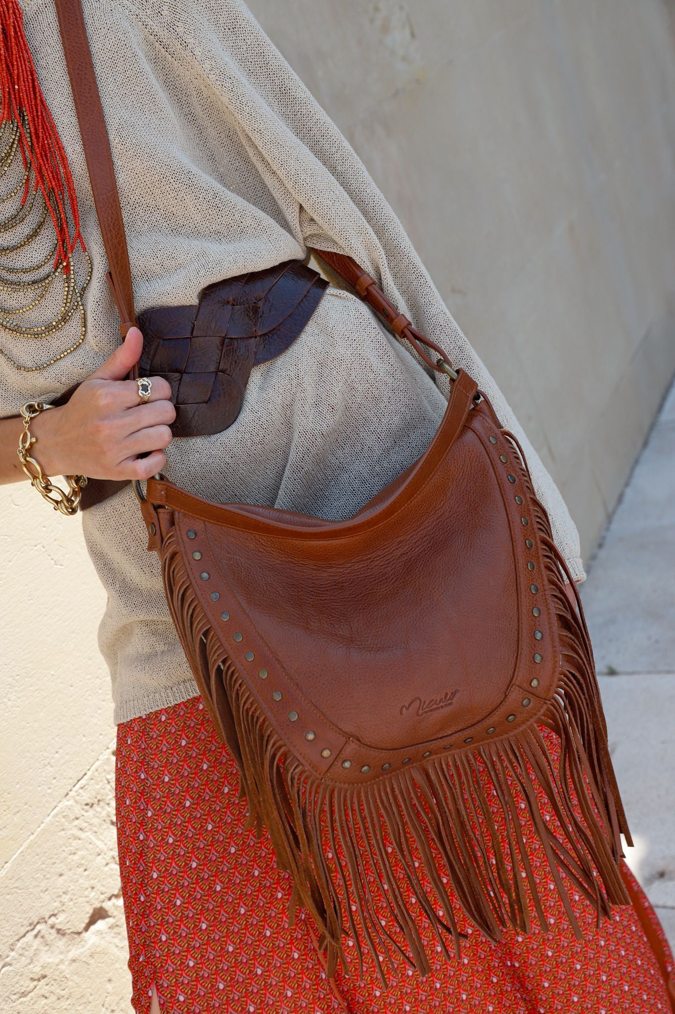 FRINGED HOBO BAG