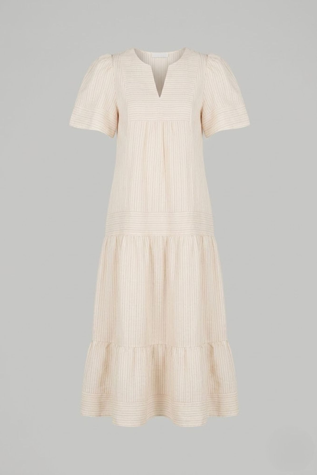 ROBE EN LIN À RAYURES BLEUES