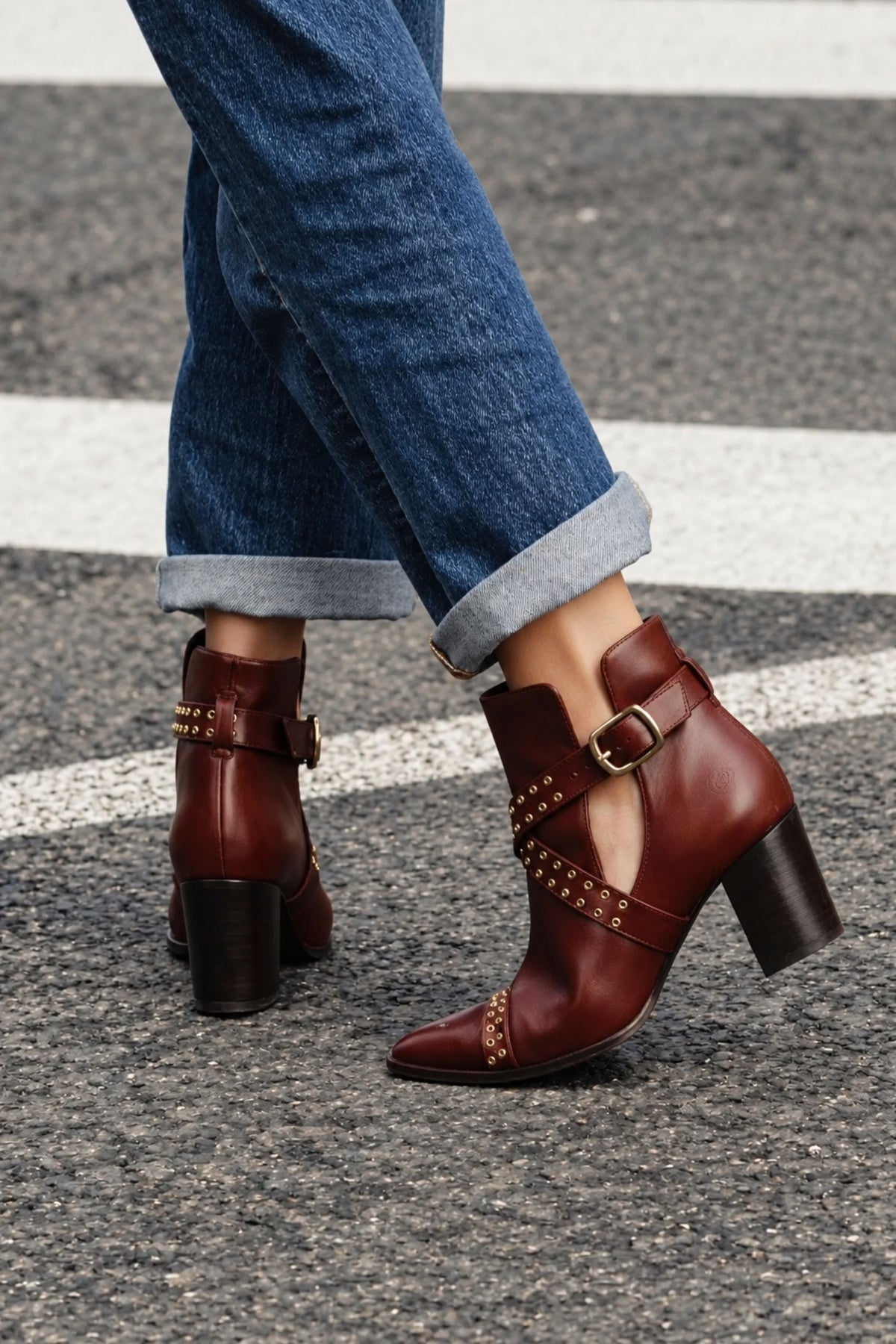 BROWN BOWIE WITH 7CM HEEL