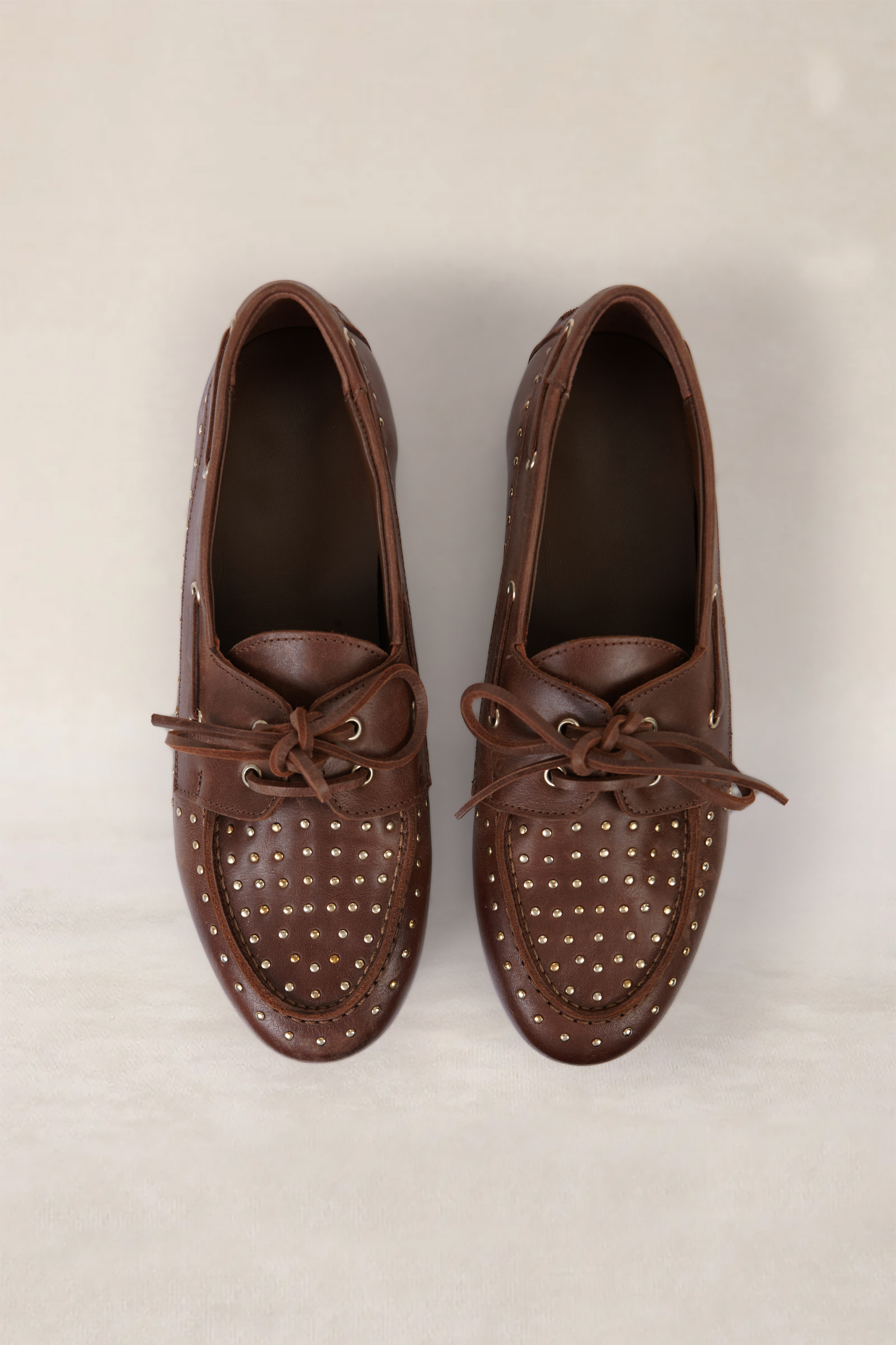 T-BAR LOAFER WITH CHOCOLATE STUDS 2CM