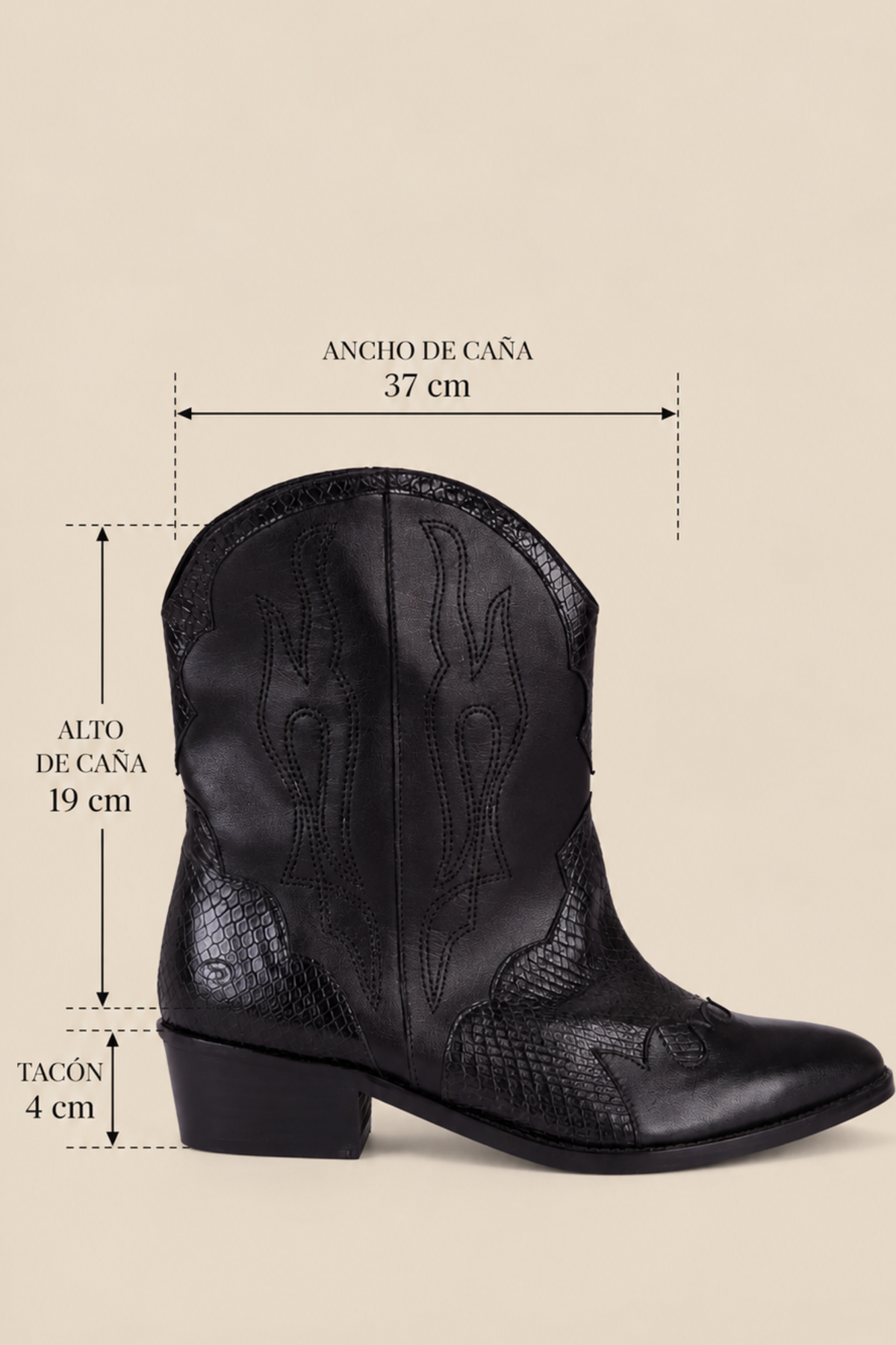 BOTTINE MINI GAUCHA NOIRE 4CM