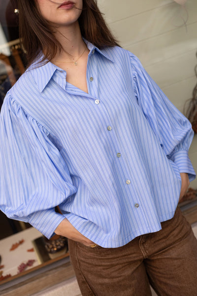 CHEMISE PATRICE BLEUE À RAYURES FINES