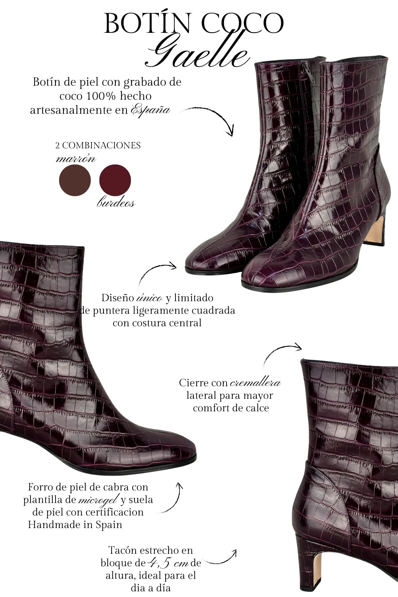 BOTIN COCO GAELLE BURDEOS 4.5CM