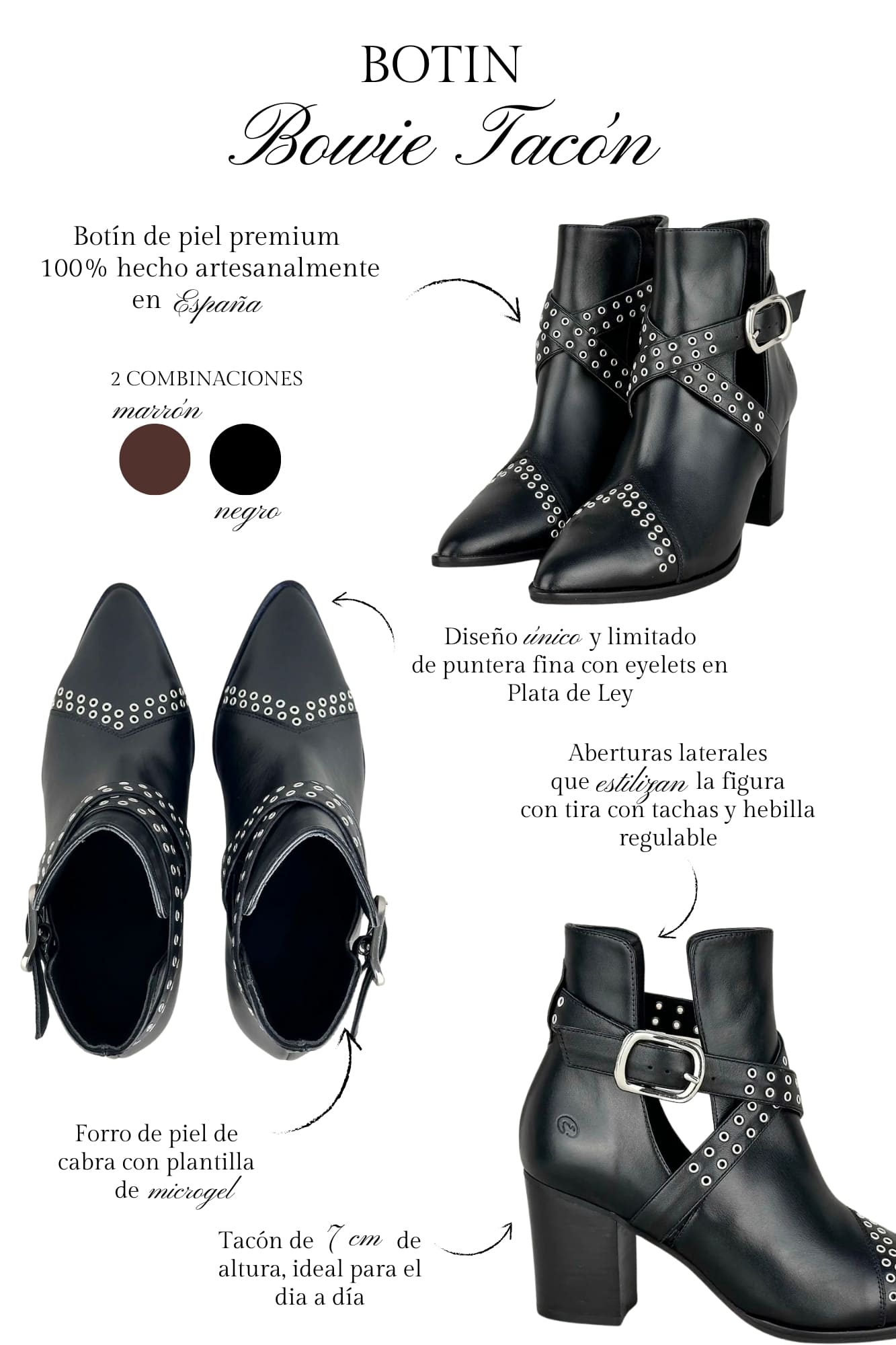 BOWIE BLACK HEEL 7CM