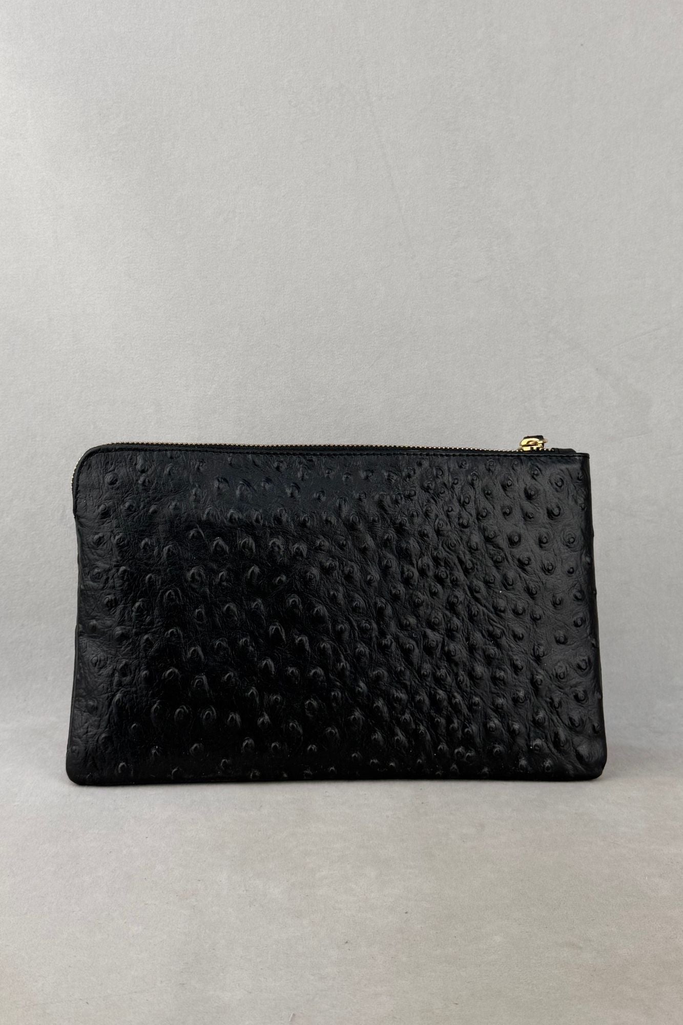 BLACK OSTRICH LEATHER HANDBAG SS