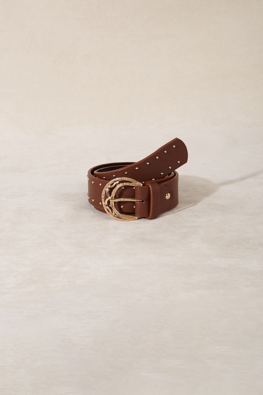 CHOCOLATE BELT WITH GOLD STUDS