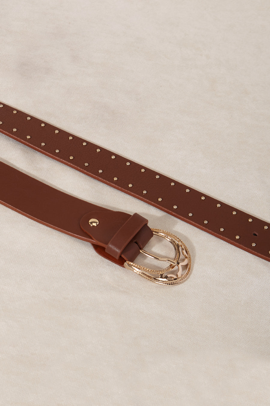 CHOCOLATE BELT WITH GOLD STUDS