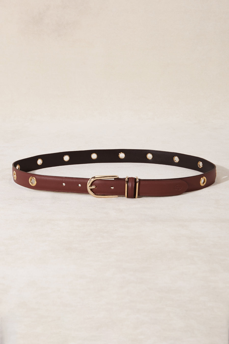 GOLD STUDDED HAZELNUT PUNKY BELT