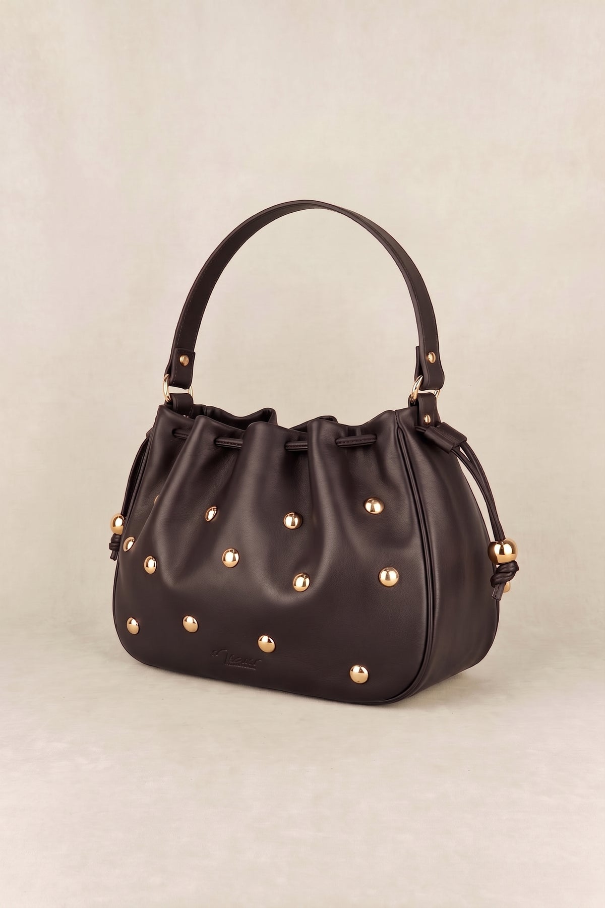 BOLSO BOMBONERA TACHAS CHOCOLATE