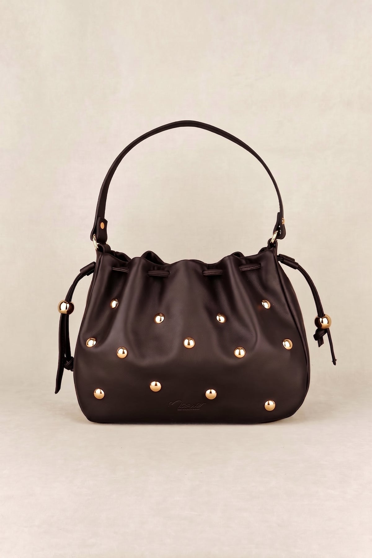 BOLSO BOMBONERA TACHAS CHOCOLATE