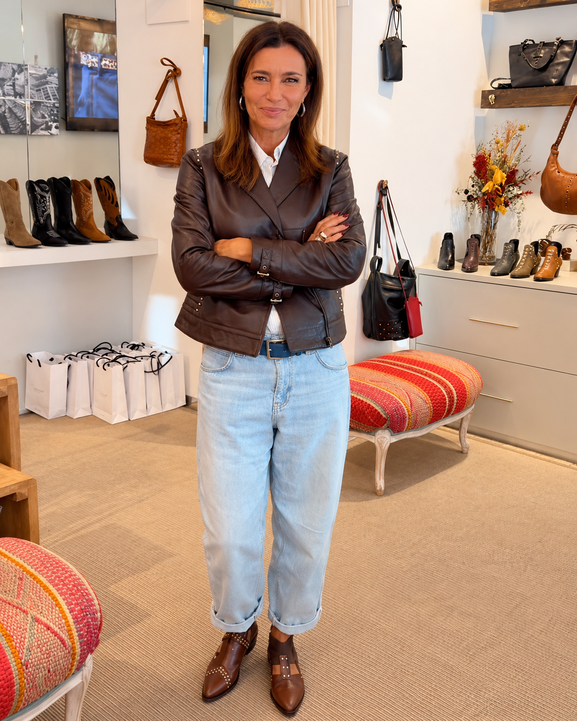 VESTE DE MOTARDE EN NAPA CHOCOLAT 