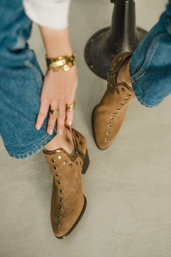 PUNKY BOOTS SPECIAL EDITION TAUPE TAUPE GOLD TRIM 6CM