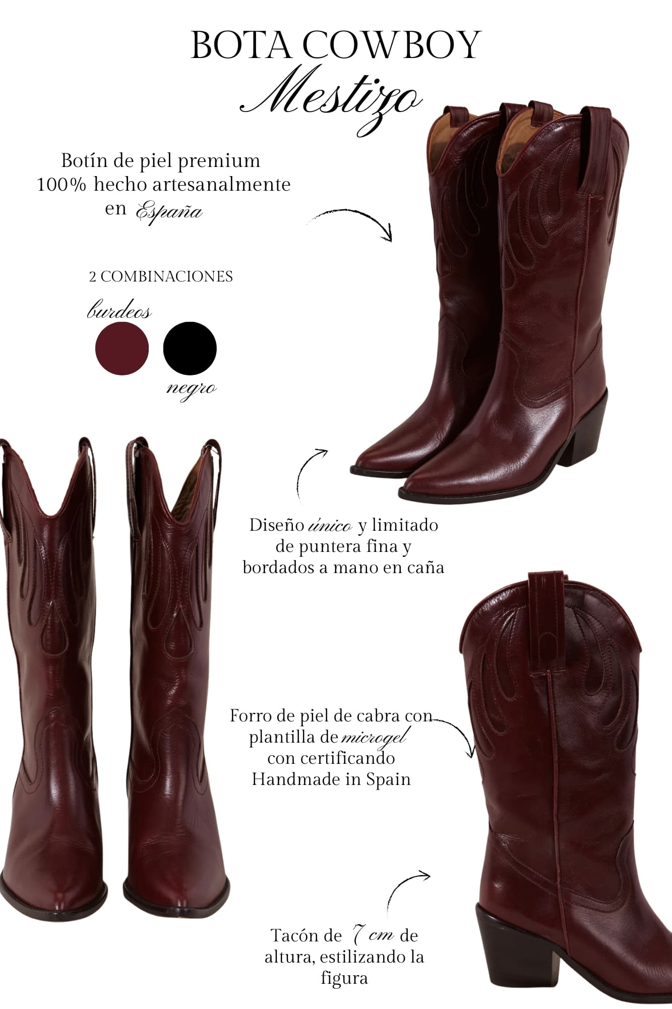 MESTIZO BOOTS BURGUNDY 7CM