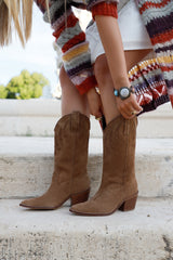 MESTIZO BOOTS TACON ANTE TAUPE 7CM