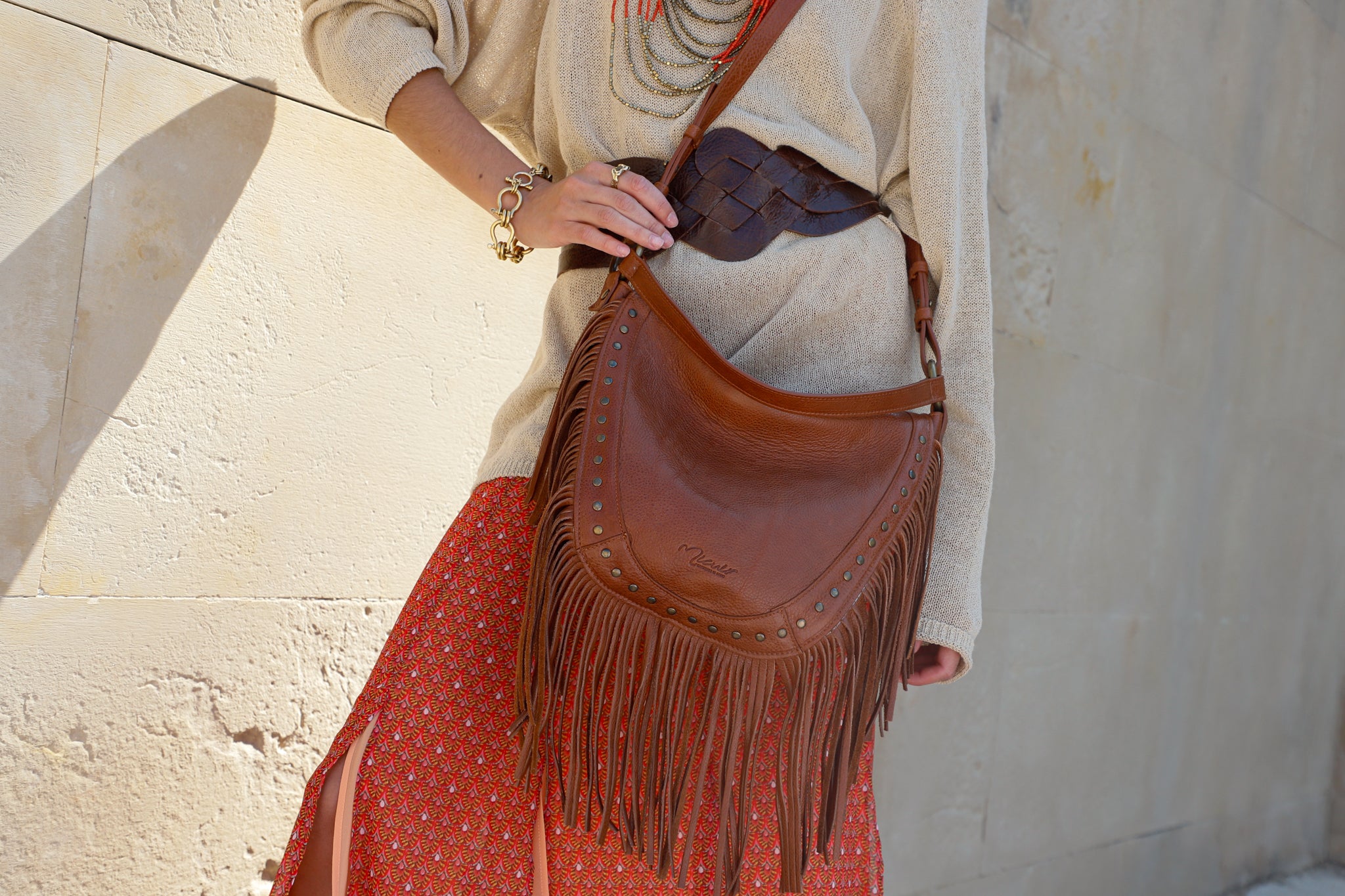 FRINGED HOBO BAG