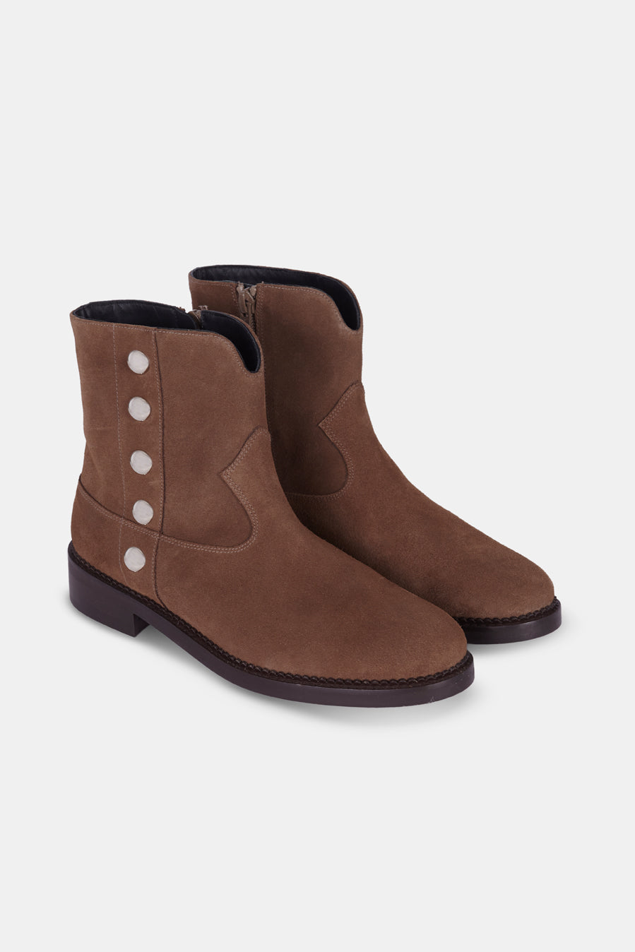 NAVIGLI SUEDE TAUPE TACHAS SILVER 3CM